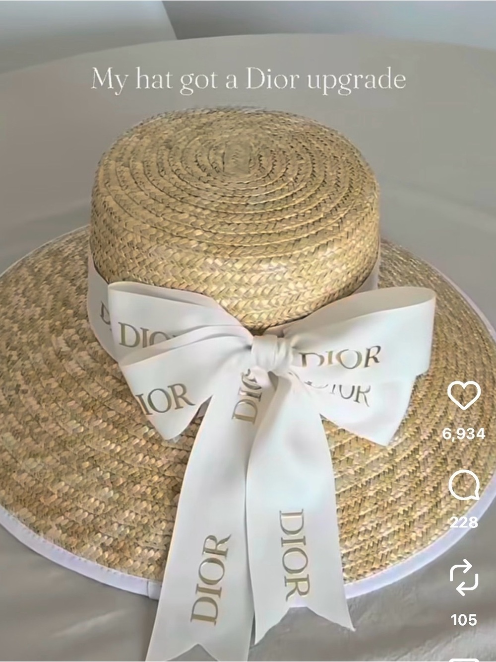 Dior White Gold-Logo Ribbon (hat not included)